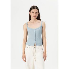 Abercrombie  Fitch 애버크롬비 앤 피치 베어 파우더드 버튼 스루 보이 탱크 - 상의 연한 파란색