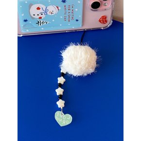 Little Tail-White Pompom Beads Strap/Keyring&Tok