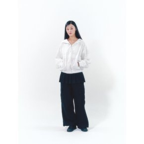 Pleats Skirt Cargo Pants Set Black