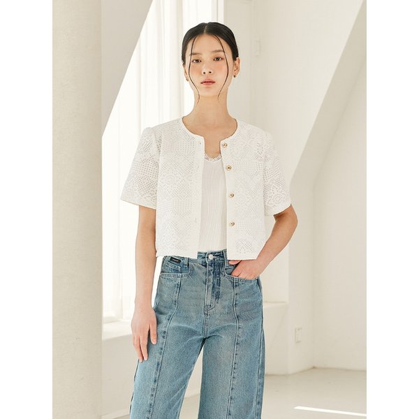 자가드 노카라 자켓 (VKJAE2143)