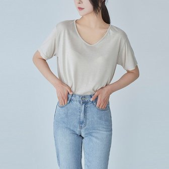 리틀마켓 데일리 소프트 찰랑 기본핏 브이넥 무지 반팔티 TH03B0_P322949692