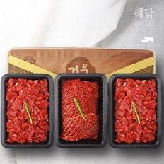 [명절 후 배송][냉장][해담한우] 1등급 한우 감사정육세트 4호 1.5kg (국거리2팩+산적/각 500g)