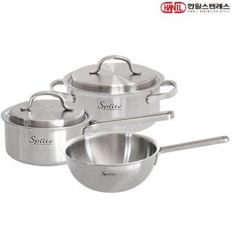 한일스텐레스 스플릿 통5중 스텐레스 인덕션냄비 후라이팬세트 3종A(편16+양18+궁20)