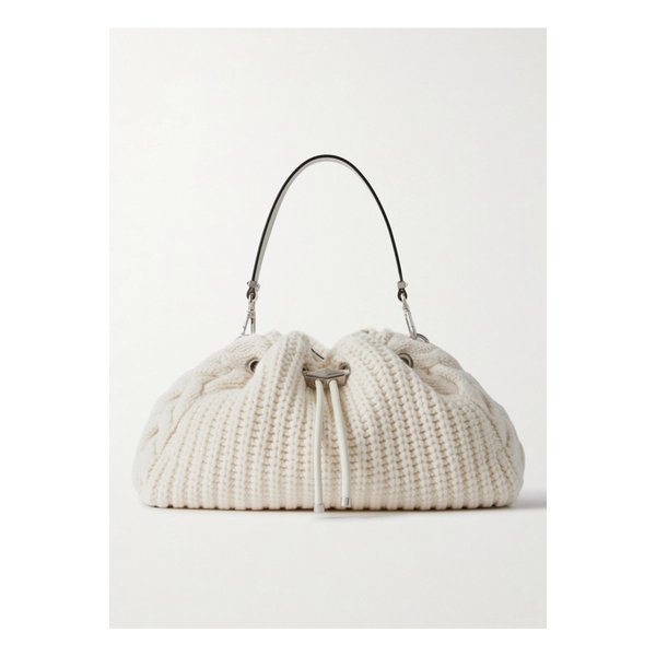 봉봉 가죽 트리밍 케이블 니트 울 숄더 백 아이보리 46376663162883184