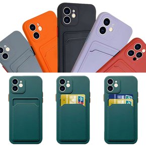아이폰 14 PRO MAX 심플 단색 컬러 카드 수납 버튼 배색 포인트 슬림 TPU 범퍼 실리콘 케이스