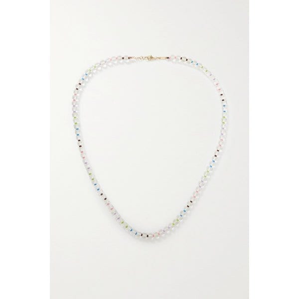 9k 골드 실버 락 크리스털 비즈 네크리스 투명