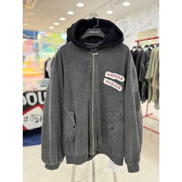 [여주점] 후드탈부착 패치레터링 오버핏 항공점퍼 JGZZ63801