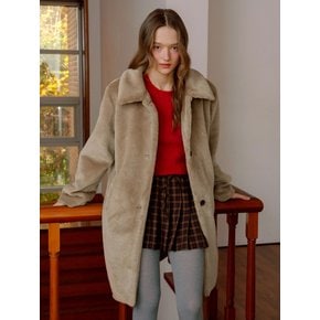 Long Fake Fur Coat_Beige