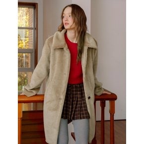 Long Fake Fur Coat_Beige