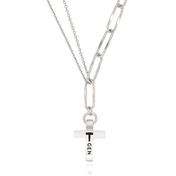 글로리 크로스 믹스 화이트 실버 체인 목걸이 TNSSVW14111M