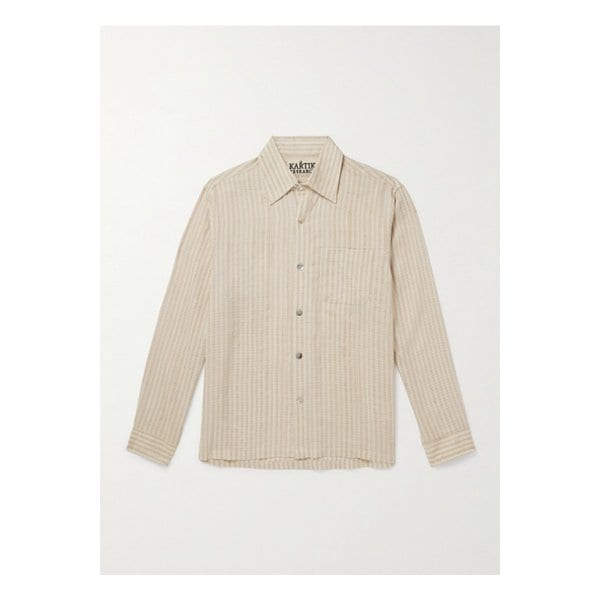 카틱 리서치 파타우디 스트라이프 실크 코튼 혼방 셔츠 뉴트럴 1647597341792660