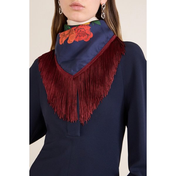 라더블제이 프린지 플로럴 실크 트윌 스카프 46376663163024286