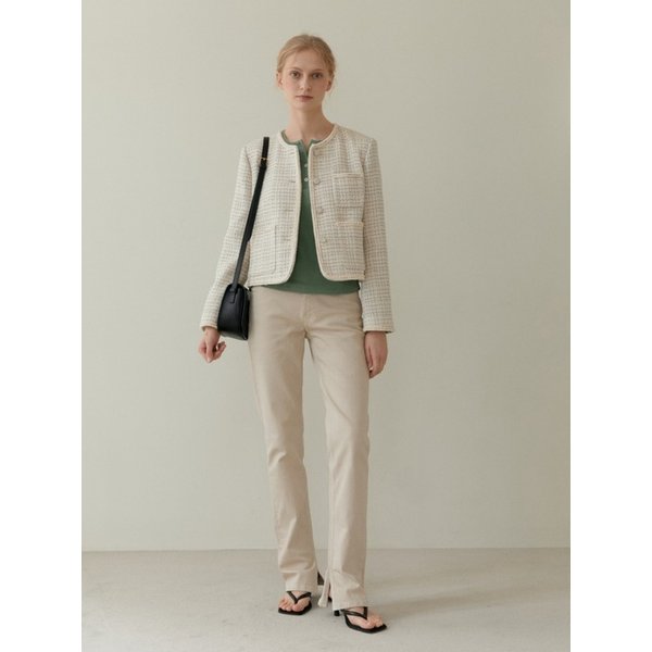 [리퍼브] CLASSIC CHECK TWEED JACKET CREAM