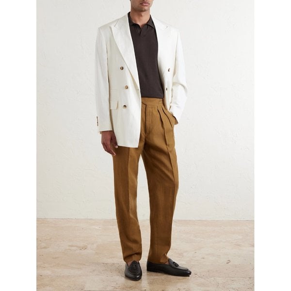 루비나찌 매니 스트레이트 레그 플리츠 리넨 팬츠 46376663163091872