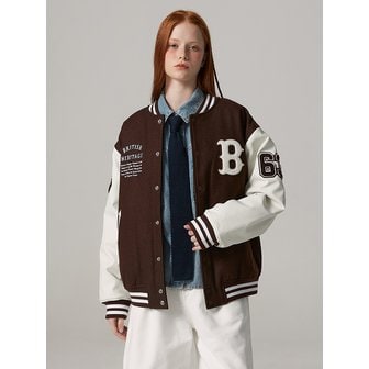 벤셔먼 B와펜 울 블렌드 바시티 자켓 브라운 BODJP411UBR