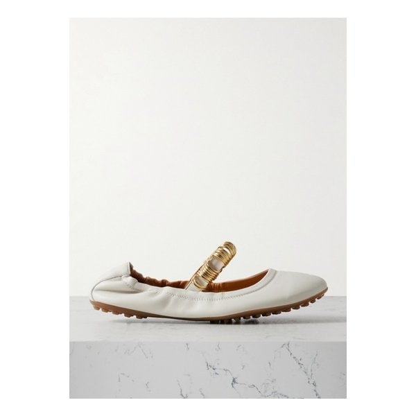 발레리나 장식 가죽 플랫 슈즈 46376663162832121