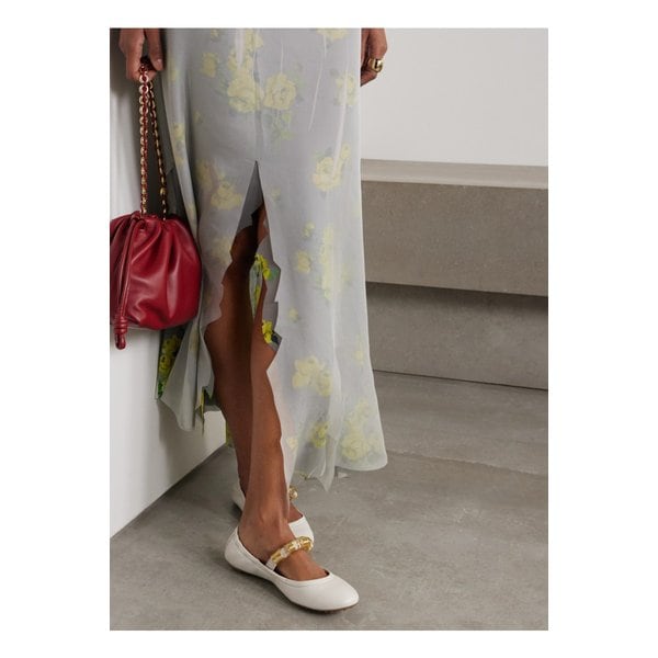 발레리나 장식 가죽 플랫 슈즈 46376663162832121