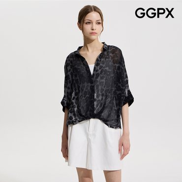 GGPX 나시 세트 레오파드 시스루 벌룬 블라우스 (GP6SH017F)