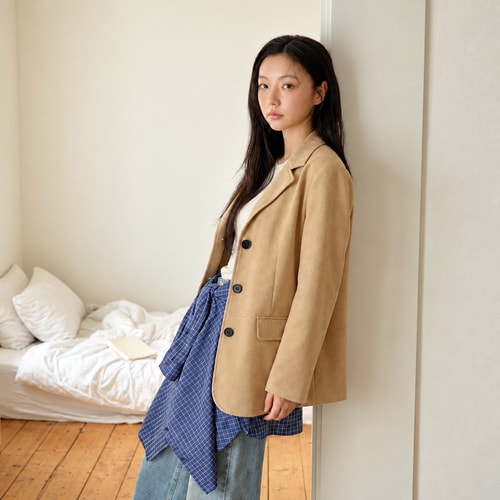 올리브데올리브 [인플루언서 착용] 싱글 스웨이드 자켓 OL5XJ880