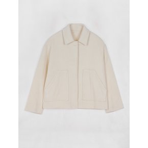 Wool Button Short Jacket Ivory