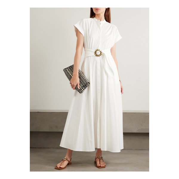 살로니 니샤 벨트 코튼 혼방 미디 드레스 화이트 1647597359872958