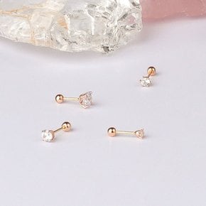 14K 피어싱 귀걸이 4mm 6발 화이트 큐빅 볼