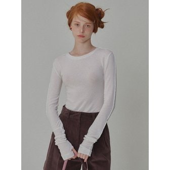 오프닝선샤인 See-Through Wool Jersey T-shirt_Ivory