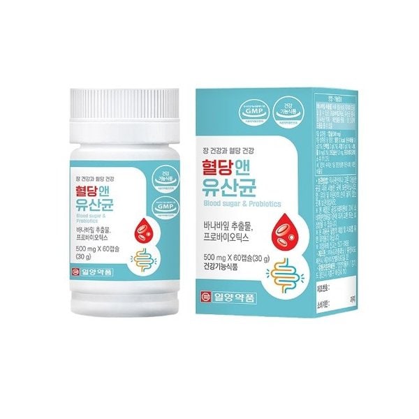 일양약품 장건강과 혈당 건강 혈당 앤 유산균 500mg 60캡슐(2개월분) - 프로바이오틱스, 장건강, 코로솔산