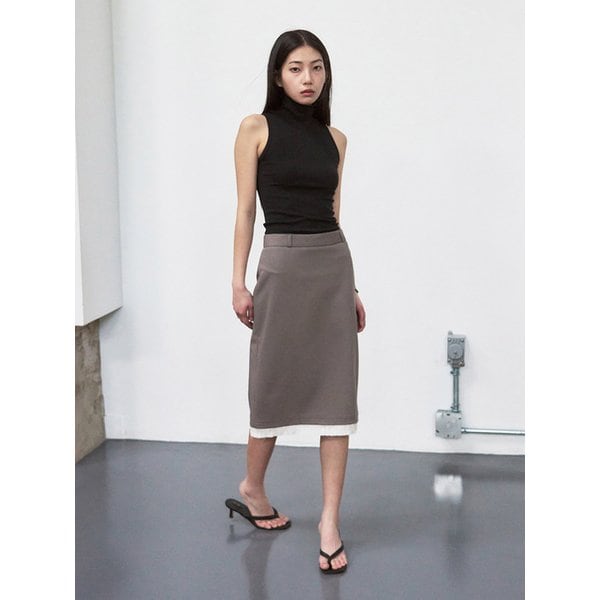 포그 레이어드 미디 스커트 [brownie gray]