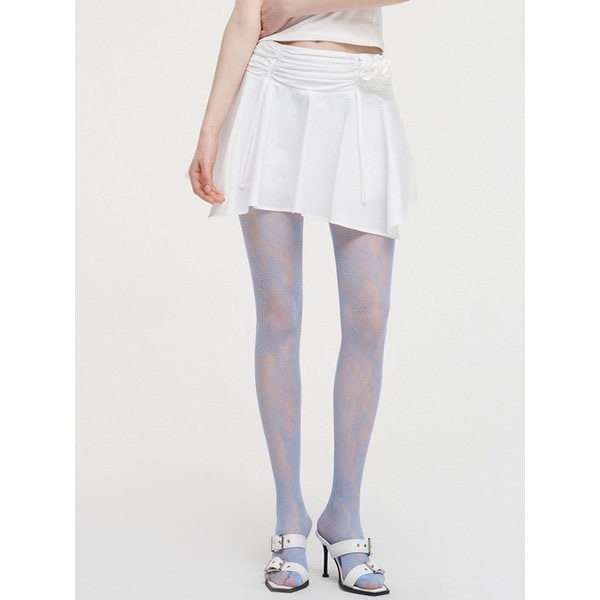 Strap Shirring Mini Skirt, White