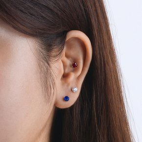 14K 피어싱 귀걸이 4mm 4발 사파이어 큐빅 볼