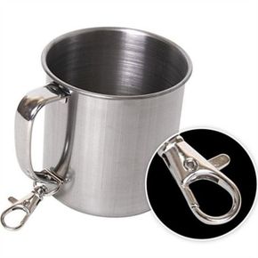 스텐 등산 컵 250ml 스텐 캠핑 컵 휴대용 고리 등산용 캠핑용 야외