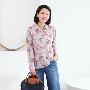 T57490 화사한 플라워 가든 면카라티 50대 엄마옷
