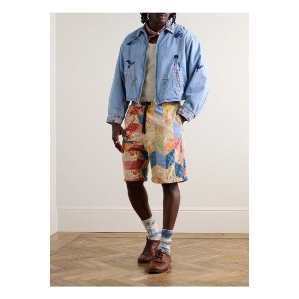 이지 스트레이트 퀼티드 패치워크 코튼 리넨 블렌드 쇼츠 1647597341747861