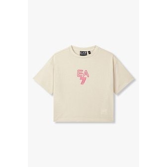 엠포리오아르마니주니어 [여아] 아웃 라인 로고 코튼 티셔츠 0465160101000