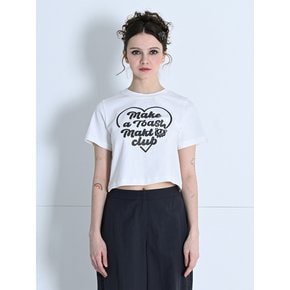 MAKTO HEART PRINT CROPPED TSHIRT WHITE MBCSTO020WH