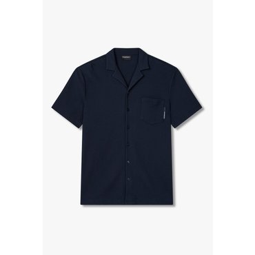 EMPORIO ARMANI 남성 로고 라벨 텍스처드 라운지 셔츠 (0815115002)