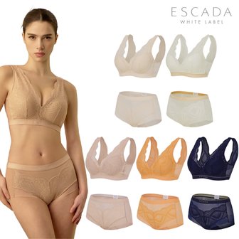  [방송히트]ESCADA 에스까다 EWBP002 빅사이즈 노와이어 런닝스타일 브라팬티 세트
