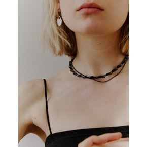 Black Chain & Leather Necklace