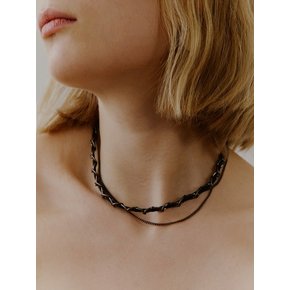 Black Chain & Leather Necklace