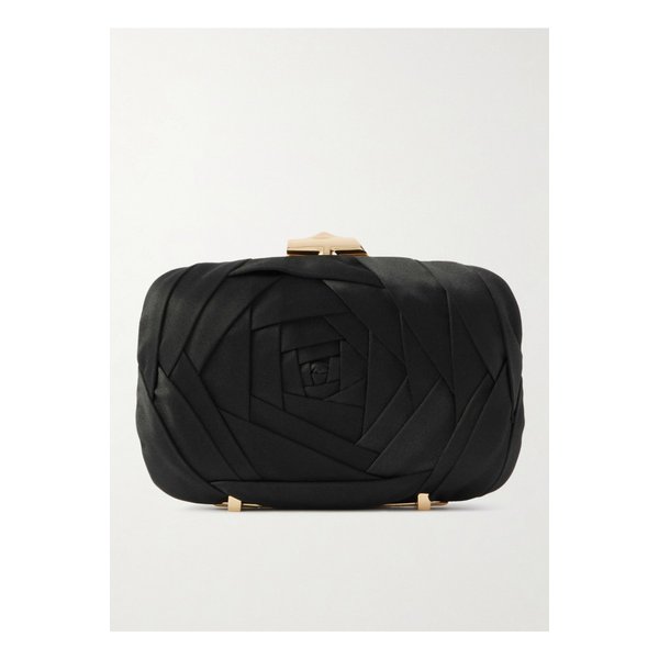 부아뜨 드 뉘 로즈 장식 새틴 클러치 블랙 46376663162925364