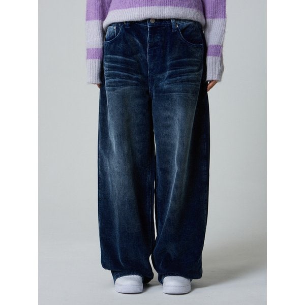 워시드 코듀로이 데님 팬츠 블루_Washed Corduroy Denim Pants Blue