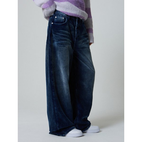 워시드 코듀로이 데님 팬츠 블루_Washed Corduroy Denim Pants Blue