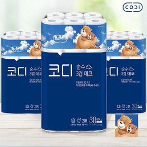 코디 순수 3겹데코 30M 30롤 x3팩 비데겸용_P303453373