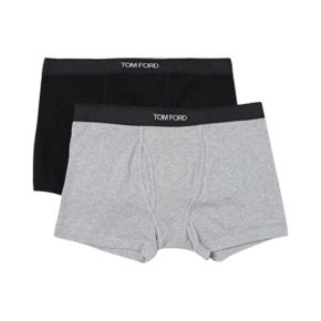 Tom Ford 톰포드 코튼 박서 브리프 블랙 그레이 (2개입)