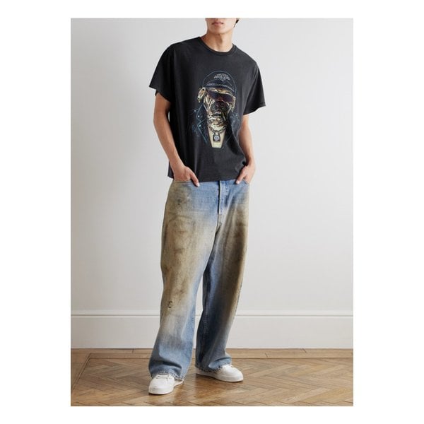 바이커 도그 글리터 프린트 코튼 저지 티셔츠 46376663162903251