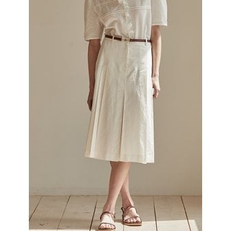 비뮤즈맨션 Front pleats detail skirt - Off white