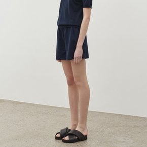 [정상가148,000원] 린넨 플레어 쇼츠 네이비