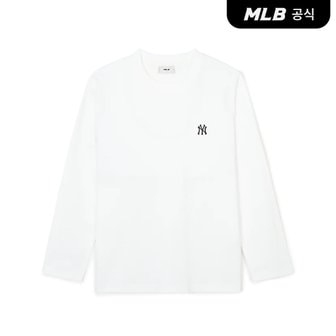 MLB [코리아공식]베이직 스몰로고 루즈핏 긴팔 티셔츠 NY (Ivory)