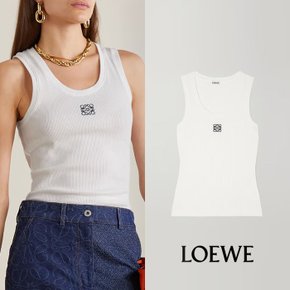 LOEWE 자수 골지 스트레치 코튼 민소매 탱크 탑